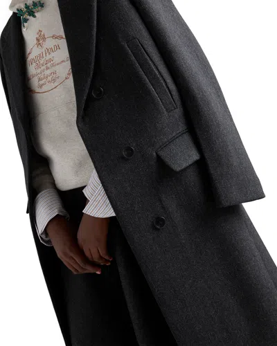 Prada Double Wool Midi-skirt In Slate Gray