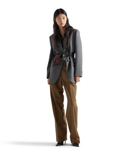 Prada Single-breasted Mélange Hopsack Jacket In Slate Gray