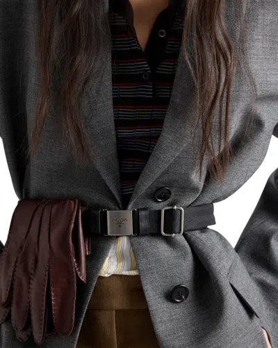 Prada Single-breasted Mélange Hopsack Jacket In Slate Gray