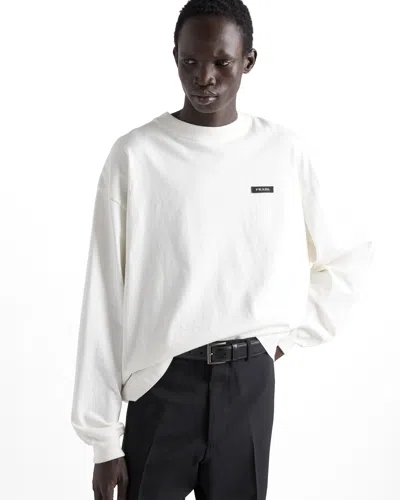 Prada Long-sleeved Cotton T-shirt In White