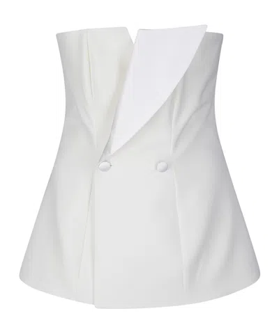 P.a.r.o.s.h Double-breasted Strapless Top In White