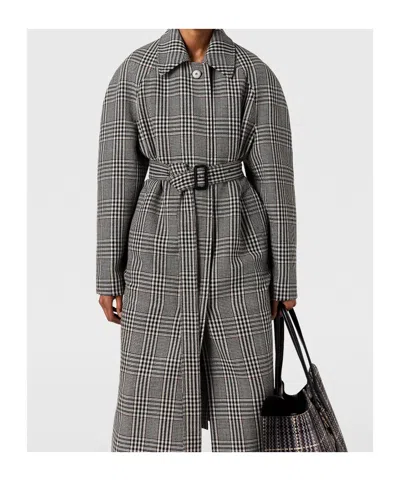 Stella Mccartney Checked Belted Wool Coat In Multi