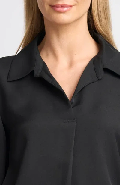 Halogenr Halogen(r) Split Cuff Button-up Top In Rich Black