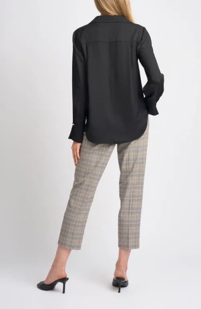 Halogenr Halogen(r) Split Cuff Button-up Top In Rich Black