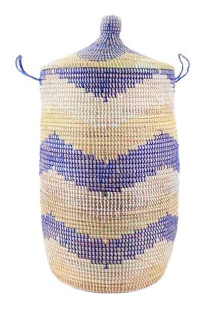 Mbare Dou Lid Storage Basket Chevron In Blue