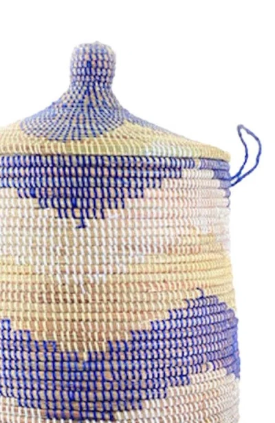 Mbare Dou Lid Storage Basket Chevron In Blue