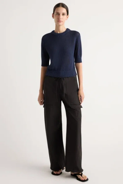 Modern Citizen Heidi Pullover Short-sleeve Knit Top In Blue