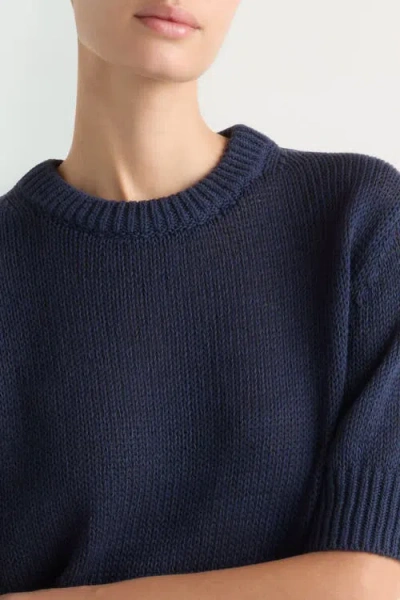 Modern Citizen Heidi Pullover Short-sleeve Knit Top In Blue