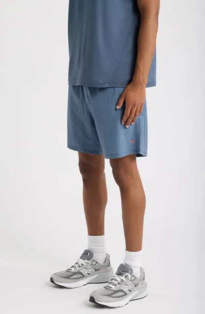 Santo Studio Runner Tech Pinstriped Performance Shorts In Navy