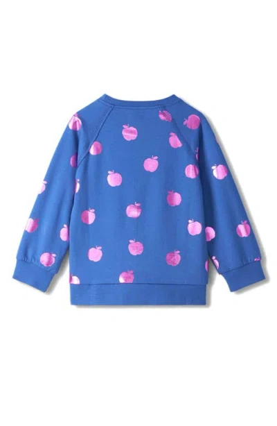Hatley Kids' Foil Apples Raw Edge Pullover In Blue