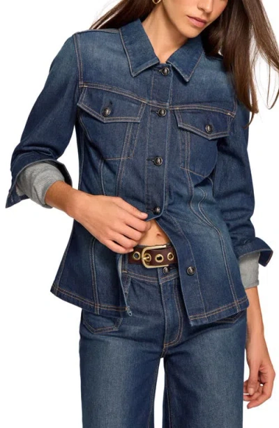 Ramy Brook Dani Fitted Denim Jacket In Blue