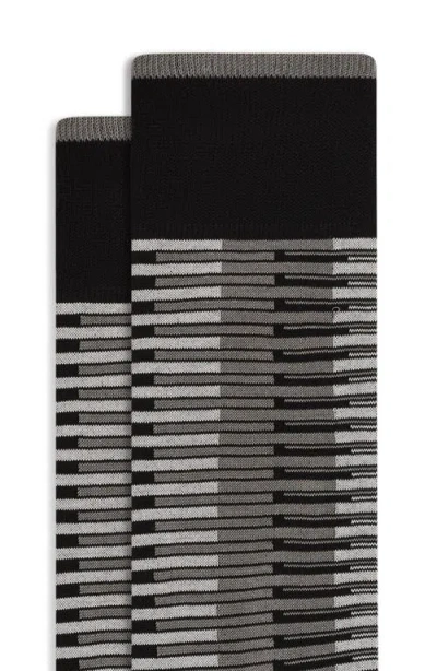 Bugatchi Broken Stripe Cotton Blend Dress Socks In Brown