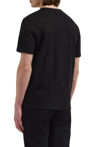 Bugatchi Check Jacquard Mercerized Cotton T-shirt In Black