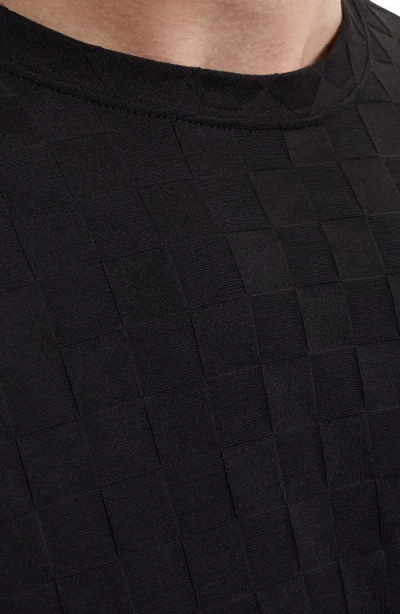 Bugatchi Check Jacquard Mercerized Cotton T-shirt In Black