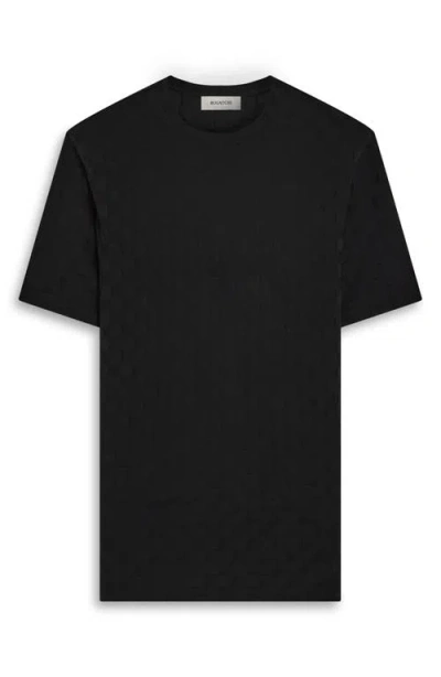 Bugatchi Check Jacquard Mercerized Cotton T-shirt In Black