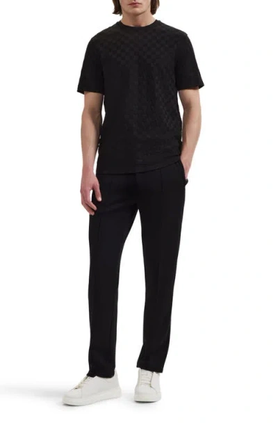 Bugatchi Check Jacquard Mercerized Cotton T-shirt In Black
