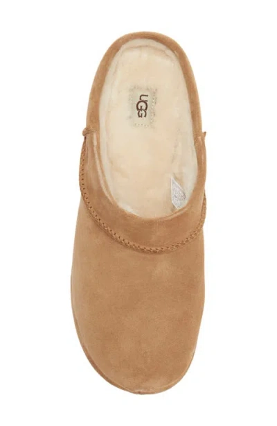 Ugg (r) Enwrap Genuine Shearling Lined Leather Clog In Brown