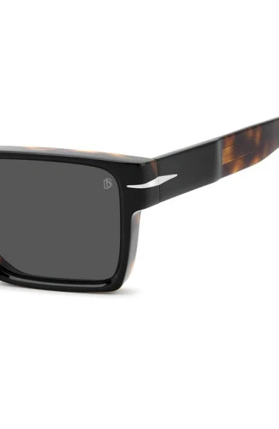 David Beckham Eyewear Db 7162/s 56mm Rectangular Sunglasses In Black