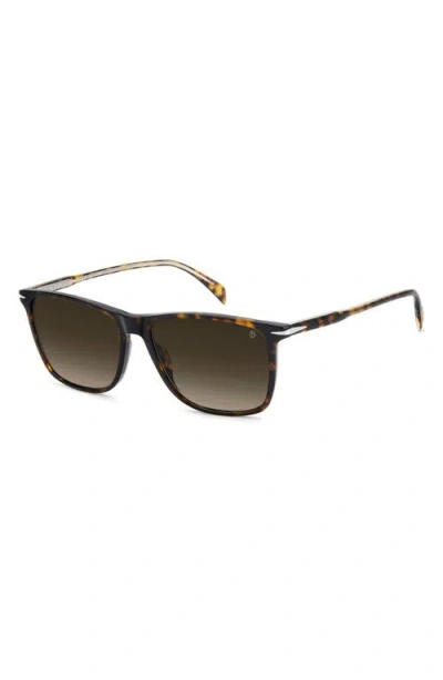 David Beckham Eyewear 1219/s/us 57mm Gradient Rectangular Sunglasses In Brown