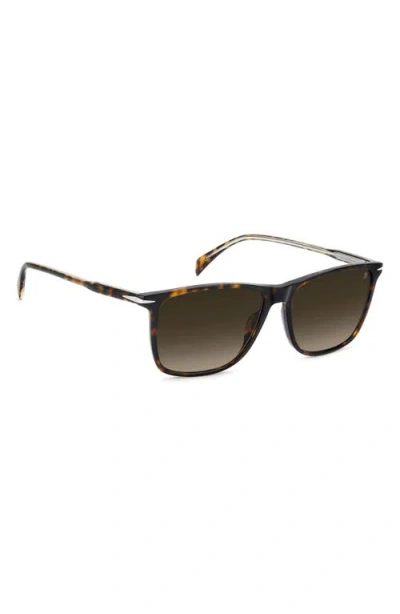 David Beckham Eyewear 1219/s/us 57mm Gradient Rectangular Sunglasses In Brown