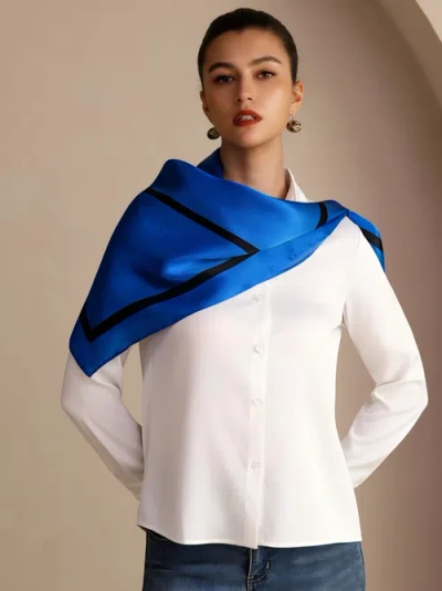 Silksilky Printed Square Silk Scarf In Blue
