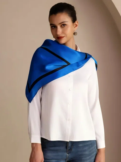 Silksilky Printed Square Silk Scarf In Blue
