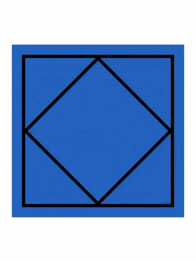 Silksilky Printed Square Silk Scarf In Blue