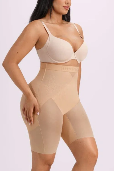 Shapellx Mesh High Waist Compression Shorts In Neutral