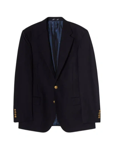 Robert Talbott Booth Single Breasted Brushed Wool Blazer In Blue