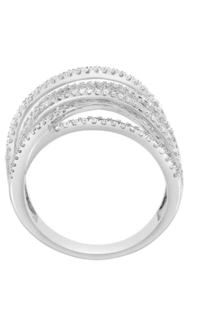 Effy 14k White Gold Diamond Openwork Crossover Ring In Metallic