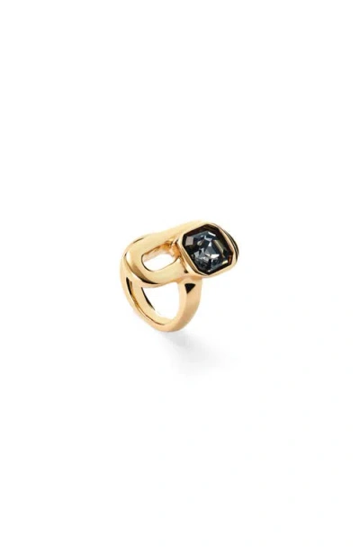 Unode50 Ring With Negro Crystals In Gold