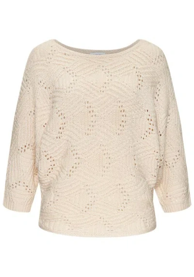 Lascana Oversized Open Work Sweater In Neutral