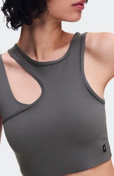 On Studio Asymmetric Crop Tank In Gray