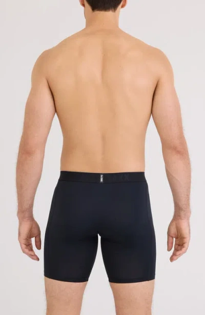 Saxx Smooth Flex Light Compression Long Boxer Briefs In Black