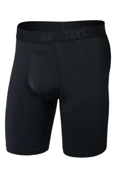 Saxx Smooth Flex Light Compression Long Boxer Briefs In Black