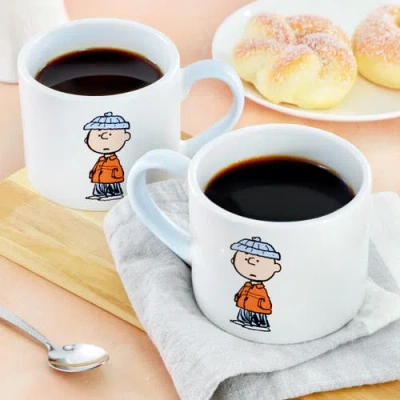 Peanuts 4 Piece 19 Ounce Stackable Stoneware Mug Set Light Blue In Blue