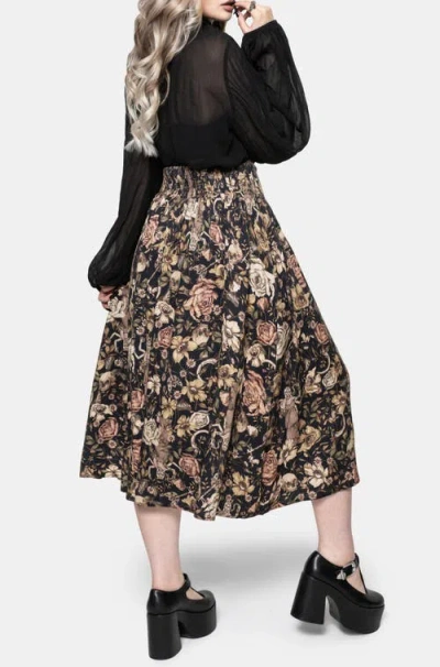 Disturbia Triple Goddess Button Down Midi Skirt In Multi
