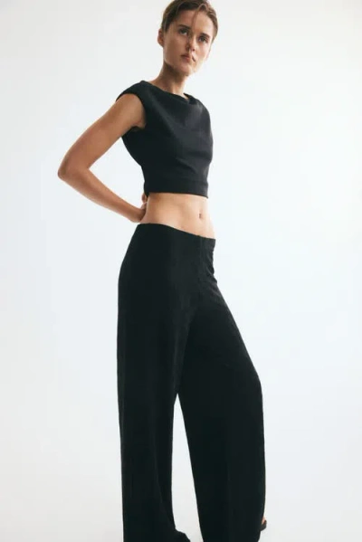 H&m Jacquard Jersey Pull-on Pants In Black
