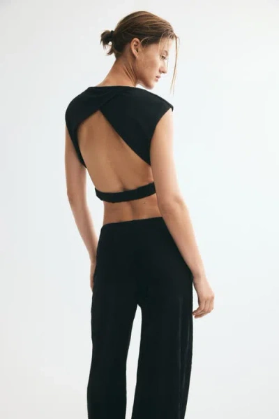 H&m Jacquard Jersey Pull-on Pants In Black