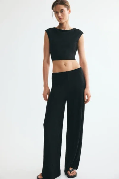 H&m Jacquard Jersey Pull-on Pants In Black