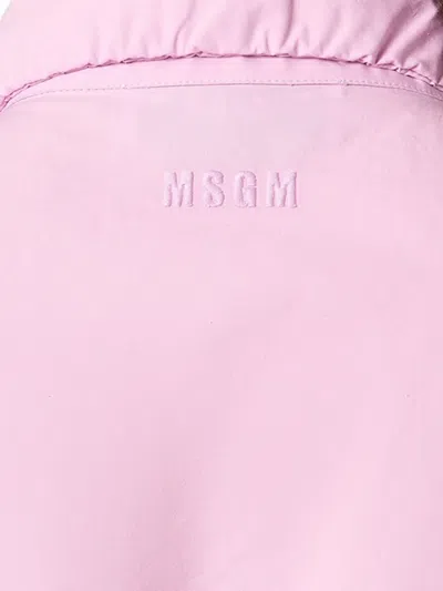 Msgm Cropped Gathered Shirt In Pink