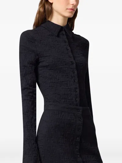 Msgm Crinkled-effect Ruffled Shirt In Black
