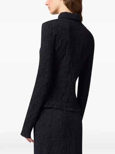 Msgm Crinkled-effect Ruffled Shirt In Black