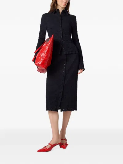 Msgm Button-down Midi Skirt In Multi