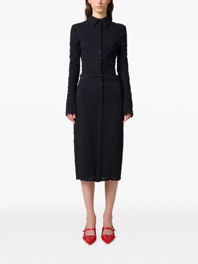 Msgm Button-down Midi Skirt In Multi