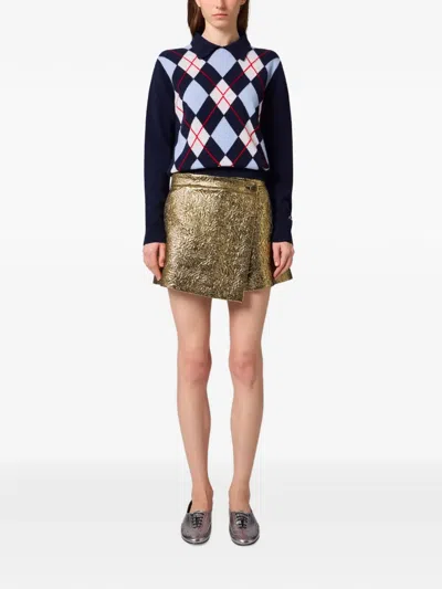 Msgm Argyle-pattern Polo-collar Sweater In Multi