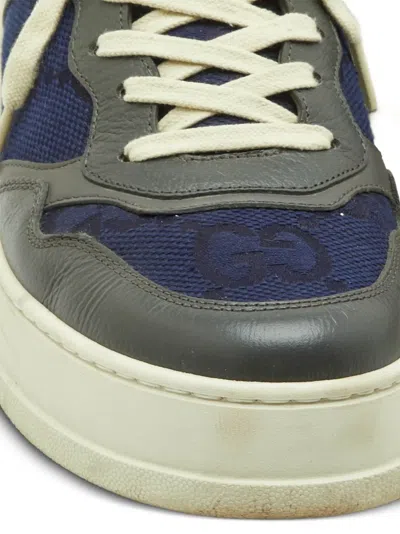 Pre-owned Gucci Interlocking-gg Platform Sneakers In Grey