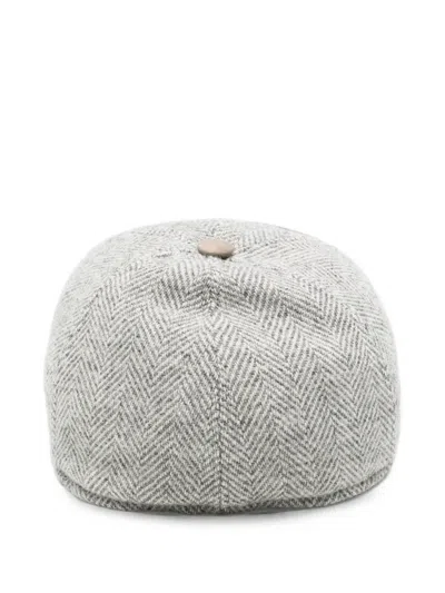 Gran Sasso Herringbone-pattern Baseball Cap In Neutral