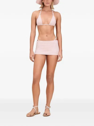 Devon Windsor Lisette Gingham-check Seersucker Swim Skirt In Multi
