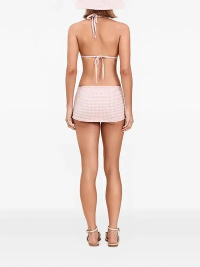 Devon Windsor Lisette Gingham-check Seersucker Swim Skirt In Multi